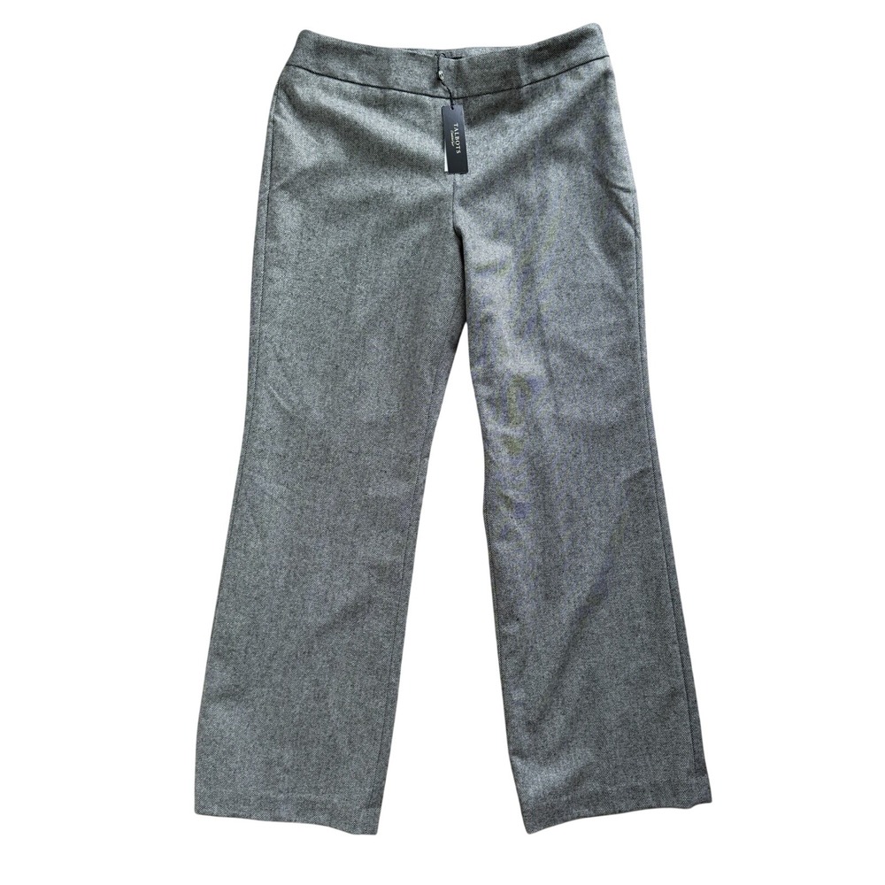 Talbots Classic Side Zip Pants Womens 14 Tall Gray/Black Straight Trouser NWT